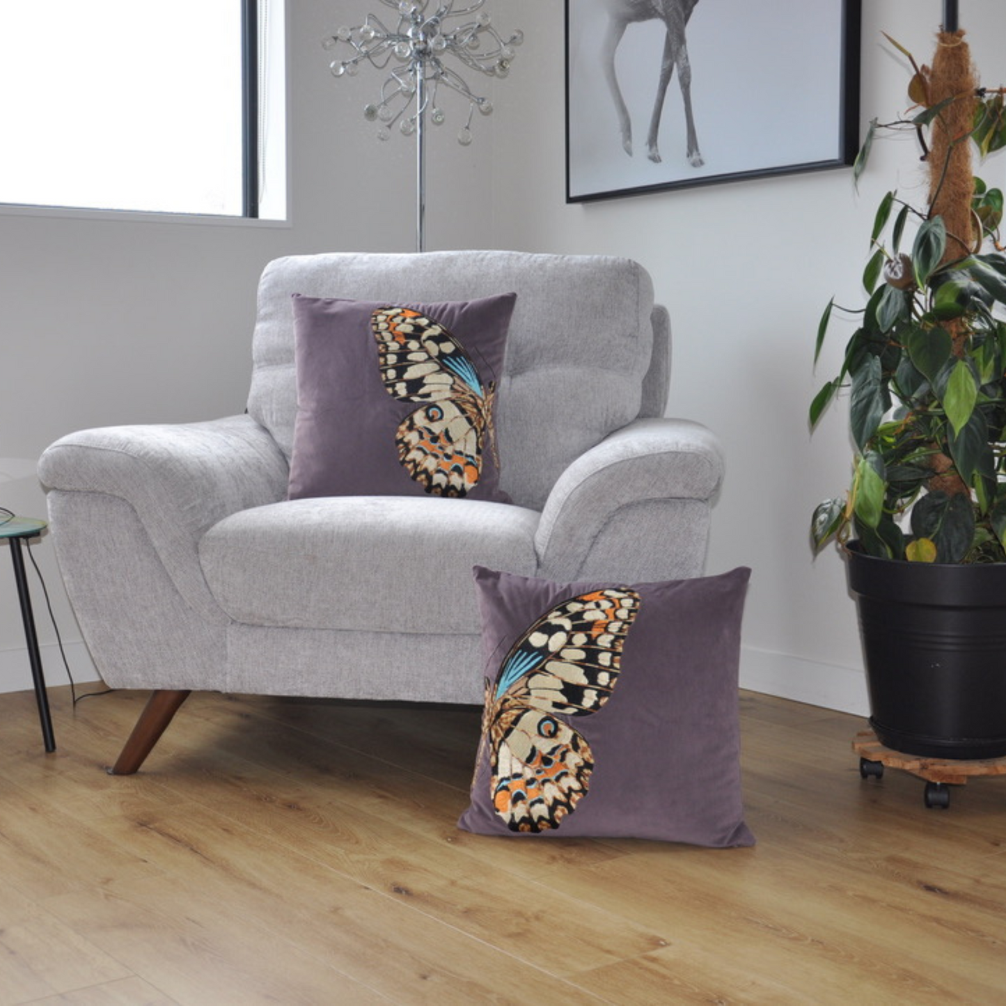 Embroidered Butterfly Throw Pillow Covers