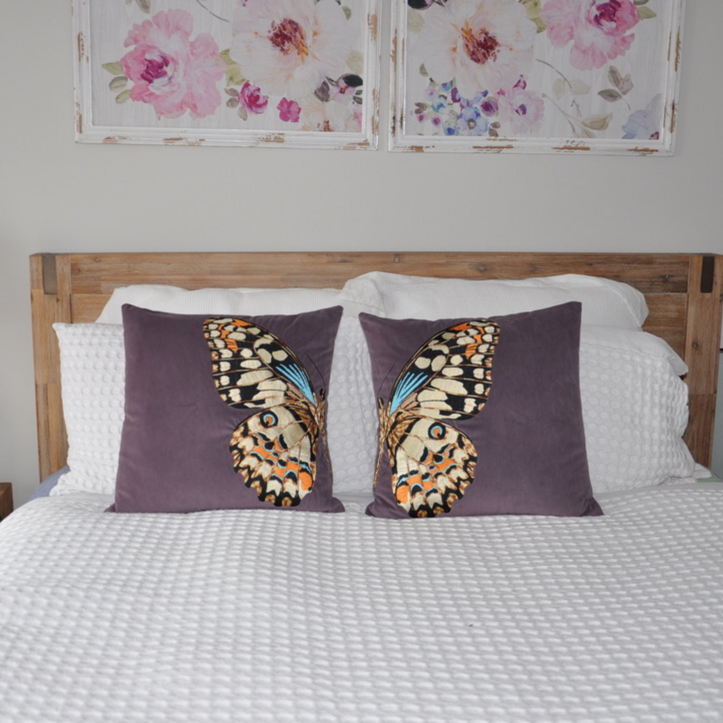 Embroidered Butterfly Throw Pillow Covers