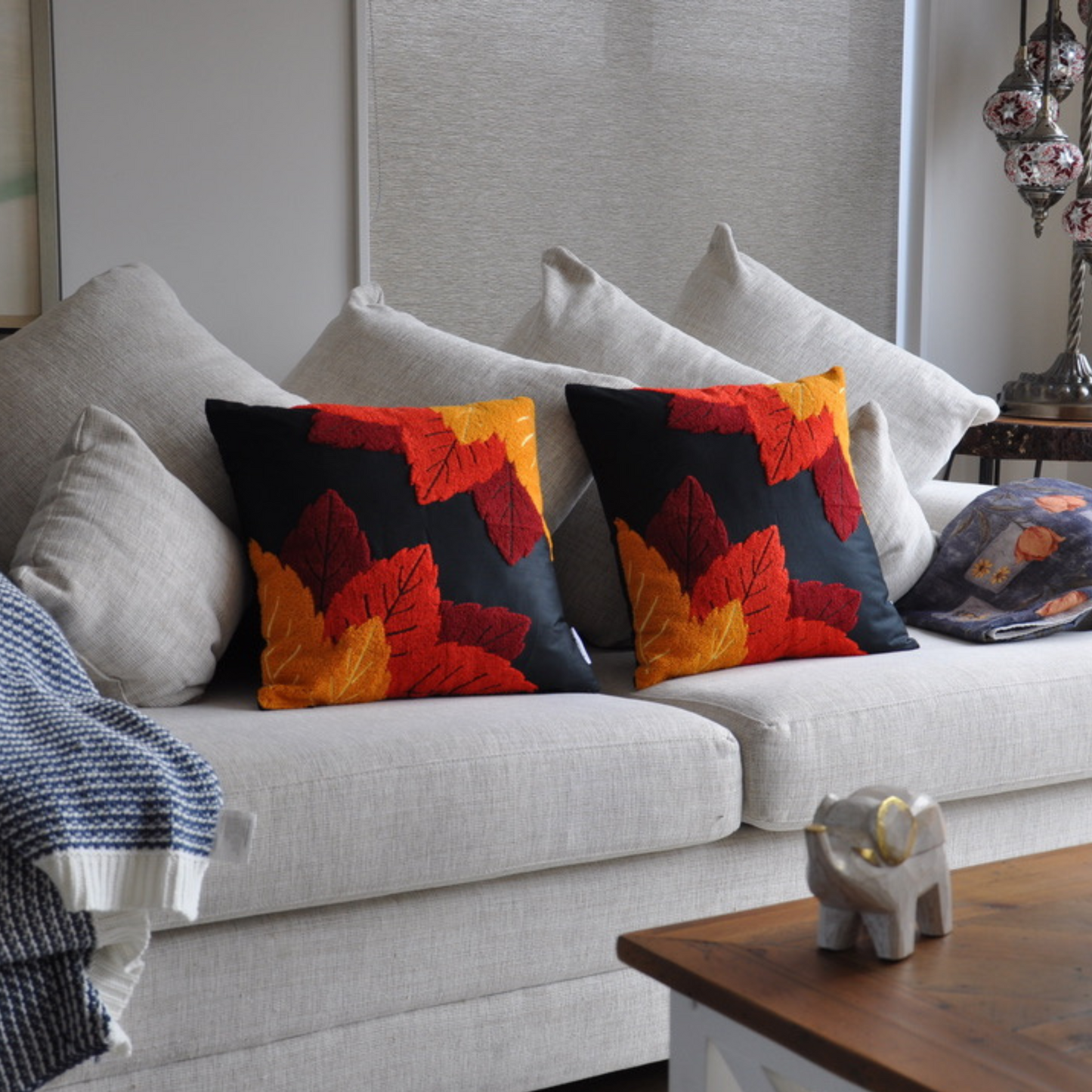 Decorative Embroidered Fall Pillow Covers