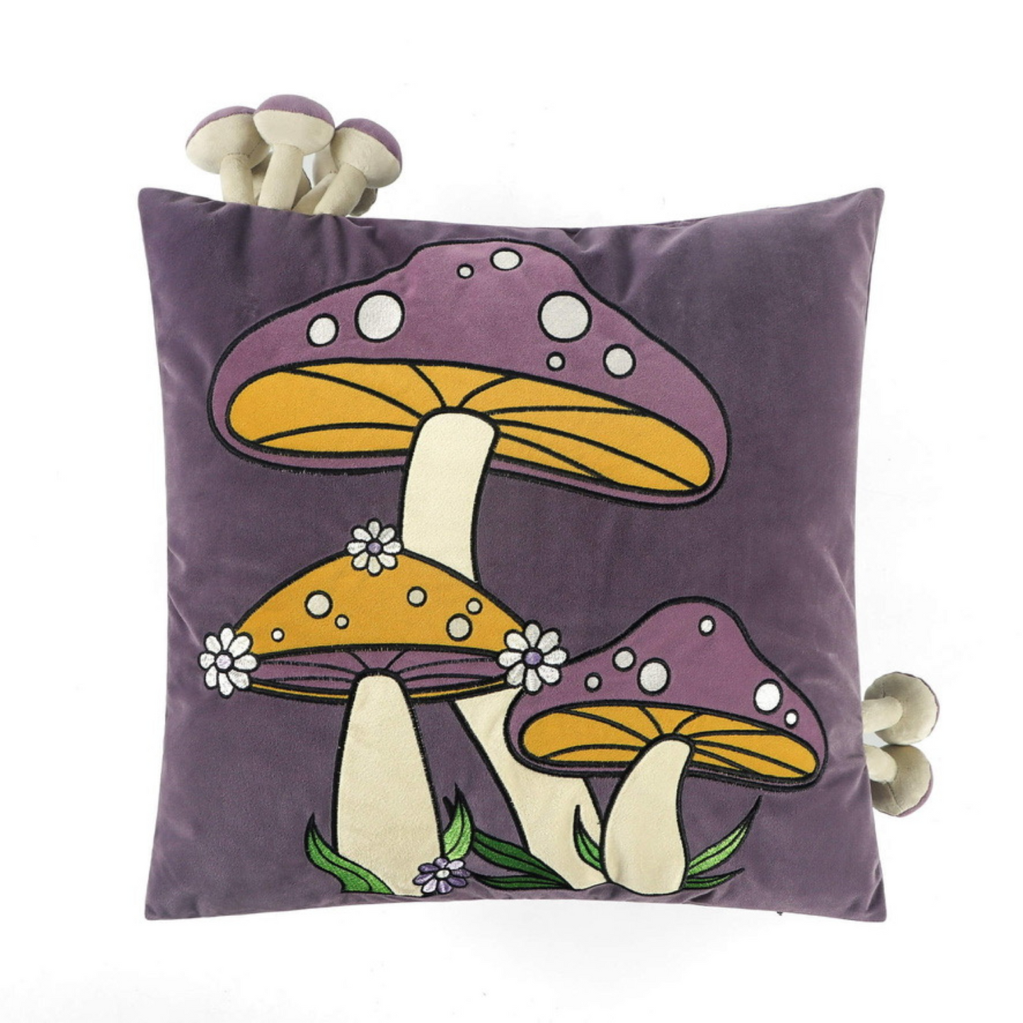 Decorative Mushroom Pillow Cover - Purple
