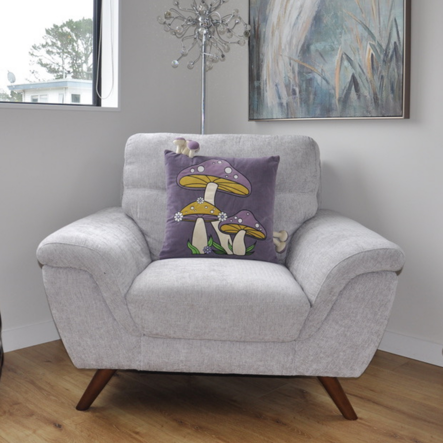 Decorative Mushroom Pillow Cover - Purple