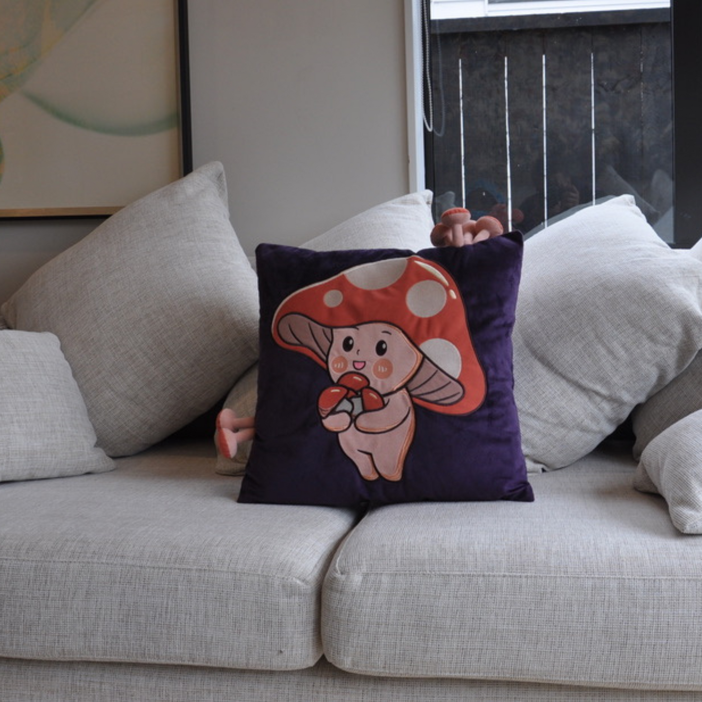 Decorative Mushroom Pillow Cover - Orange