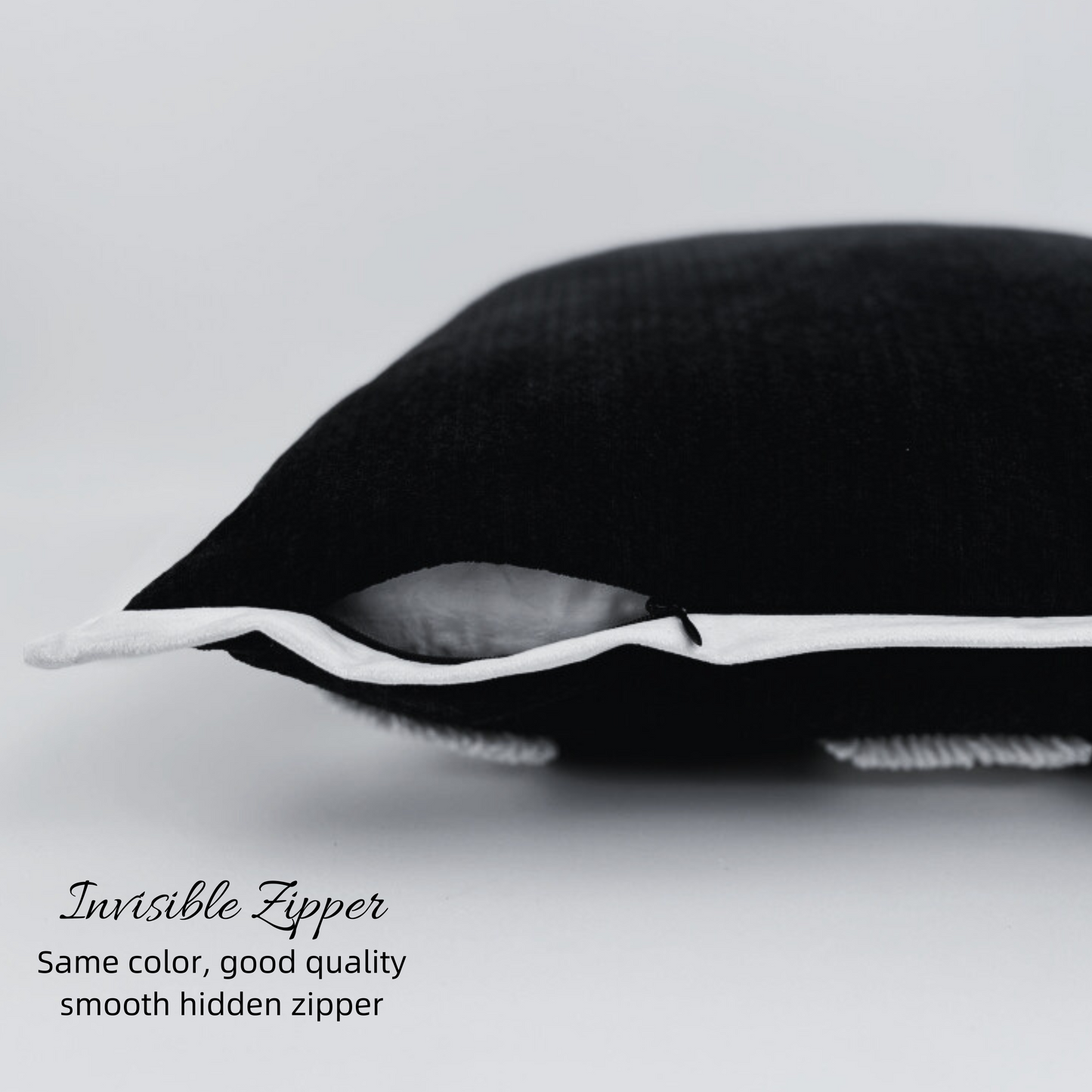 Premium Black Chenille Pillow Cover with White Tufted Design