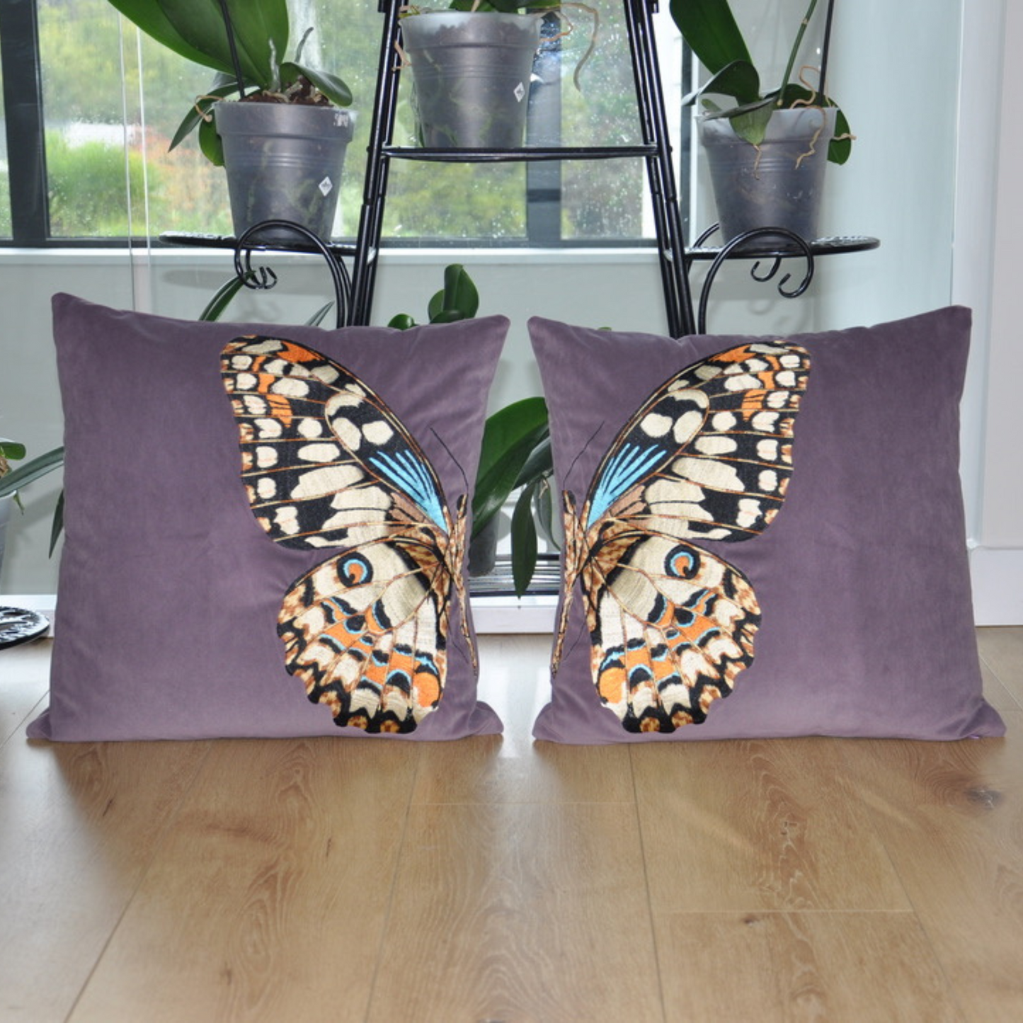 Embroidered Butterfly Throw Pillow Covers