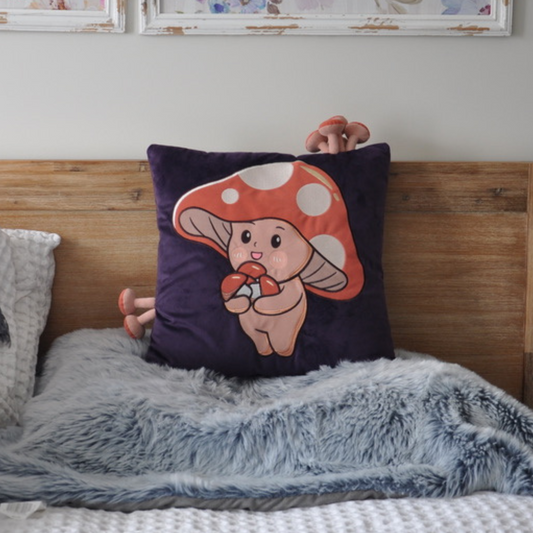 Decorative Mushroom Pillow Cover - Orange